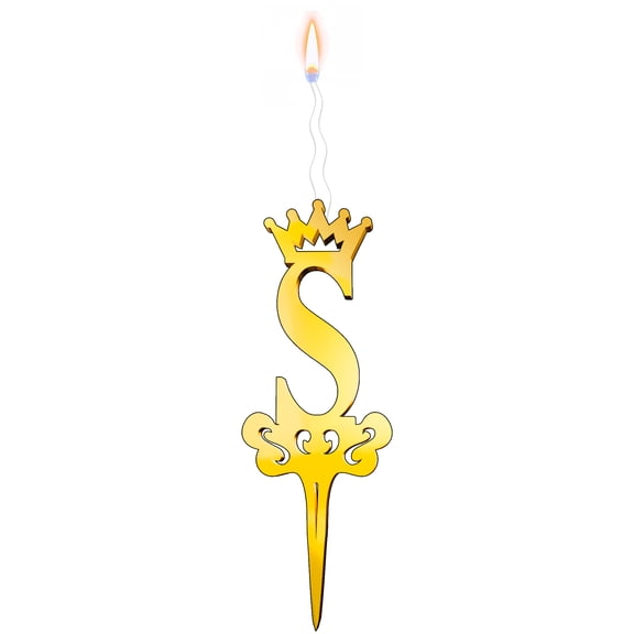 Gold Glitter Letter S - Luxury Cake Topper Candle for Birthdays, Weddings & Anniversaries - Reusable Food Safe Acrylic, Shiny Mirror Finish - Happy Birthday Cake Topper Dcor