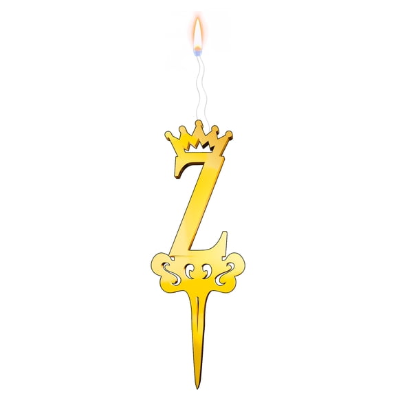 LETTER 'Z' Food-Safe Gold Cake Topper Candle Elegant and Reusable Decoration for Birthdays, Astrology-Themed Parties, and Celebrations