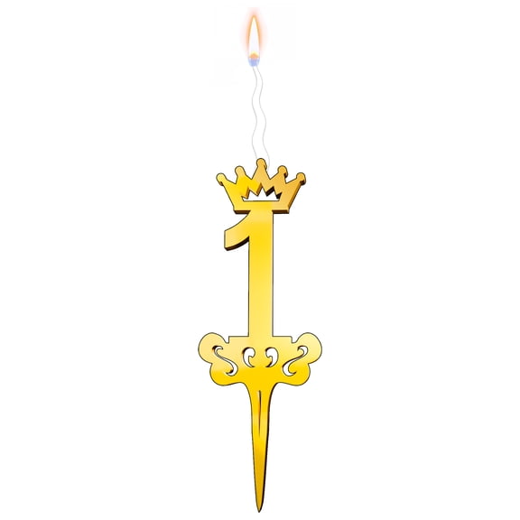 Gold Glitter Number 1 - Luxury Cake Topper Candle for Birthdays, Weddings & Anniversaries - Reusable Food Safe Acrylic, Shiny Mirror Finish - Happy Birthday Cake Topper Dcor