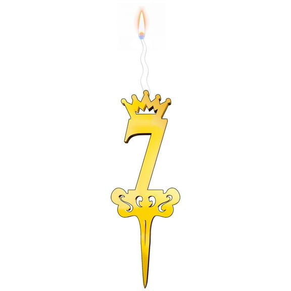 Gold Glitter Number 7 - Luxury Cake Topper Candle for Birthdays, Weddings & Anniversaries - Reusable Food Safe Acrylic, Shiny Mirror Finish - Happy Birthday Cake Topper Décor