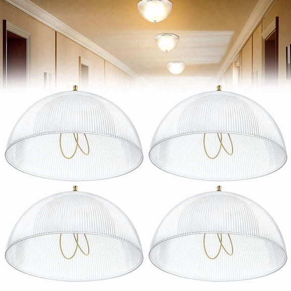 Decorative Acrylic Clip-On Lamp Shade for A-Type Bulbs, 8-Inch Diameter x 4.25-Inch Height, 4-Pack