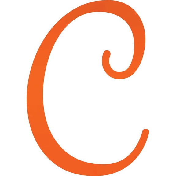 Decorative Acrylic Letter, Custom Blank C Script, 10'' Tall Fluorescent Orange Alphabet