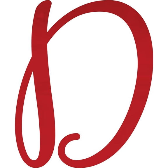 Decorative Acrylic Letter, Custom Blank D Script, 8'' Tall Transparent Red Alphabet