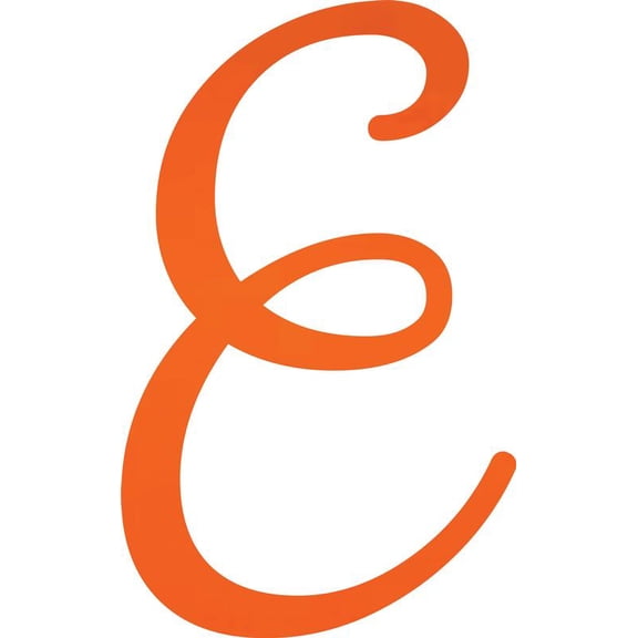 Decorative Acrylic Letter, Custom Blank E Script, 10'' Tall Fluorescent Orange Alphabet