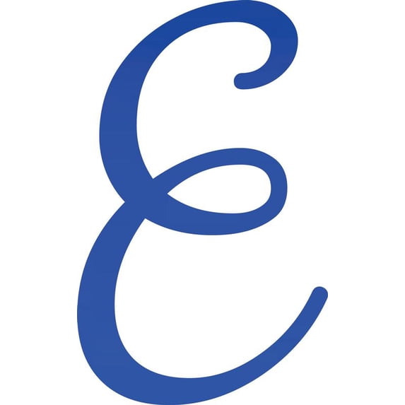 Decorative Acrylic Letter, Custom Blank E Script, 8'' Tall Transparent Dark Blue Alphabet