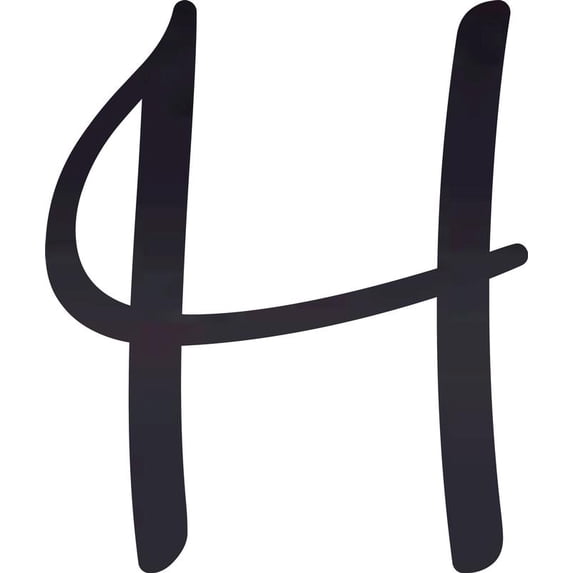 Decorative Acrylic Letter, Custom Blank H Script, 8'' Tall Transparent Black Alphabet
