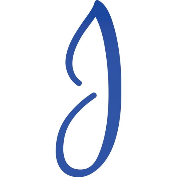 Decorative Acrylic Letter, Custom Blank J Script, 8'' Tall Transparent Dark Blue Alphabet