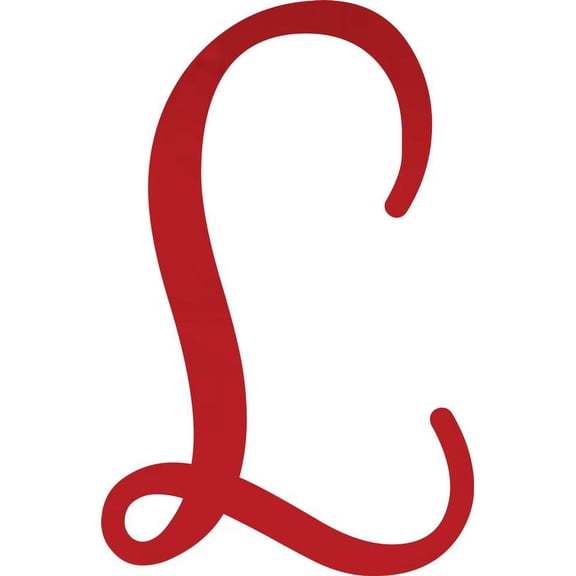 Decorative Acrylic Letter, Custom Blank L Script, 10'' Tall Transparent Red Alphabet