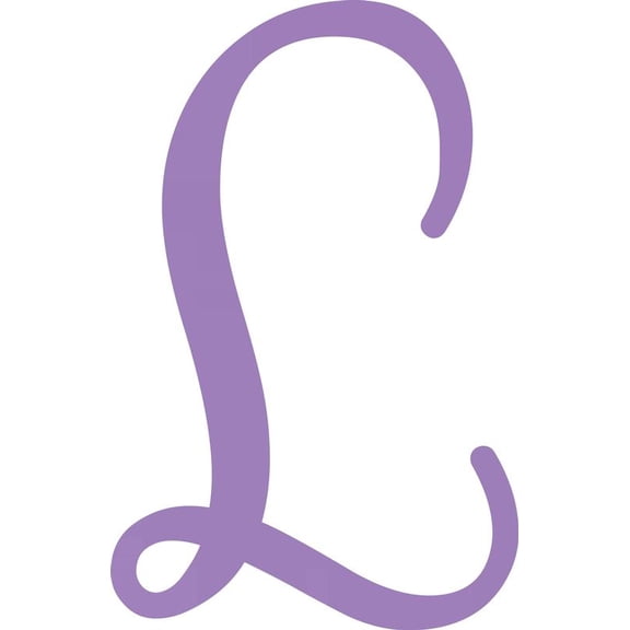 Decorative Acrylic Letter, Custom Blank L Script, 8'' Tall Lavender Alphabet