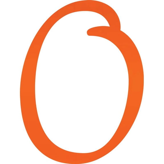 Decorative Acrylic Letter, Custom Blank O Script, 10'' Tall Fluorescent Orange Alphabet