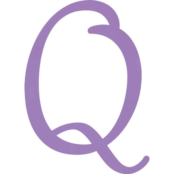 Decorative Acrylic Letter, Custom Blank Q Script, 10'' Tall Lavender Alphabet