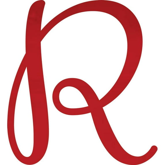 Decorative Acrylic Letter, Custom Blank R Script, 10'' Tall Transparent Red Alphabet