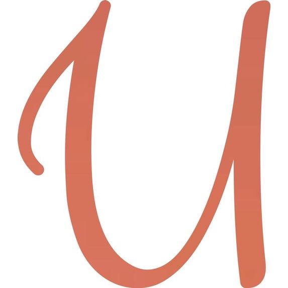 Decorative Acrylic Letter, Custom Blank U Script, 10'' Tall Pastel Coral Alphabet