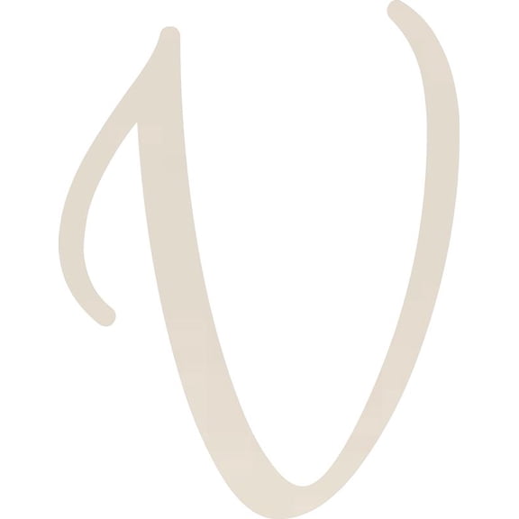 Decorative Acrylic Letter, Custom Blank V Script, 10'' Tall White Alphabet