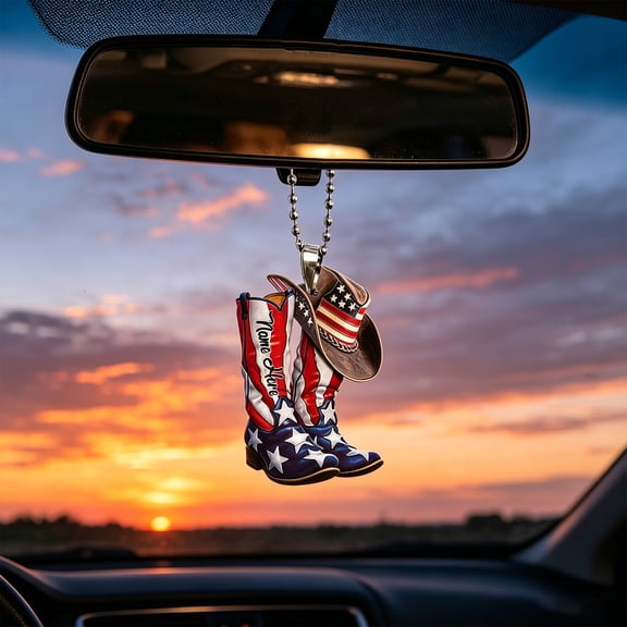 Decorative Acrylic Panel For Vehicle Interior, Bald Eagle & American Flag Independence Day Celebration Car Decor, Set of 2, 4.3x3.5x0.8 Inch