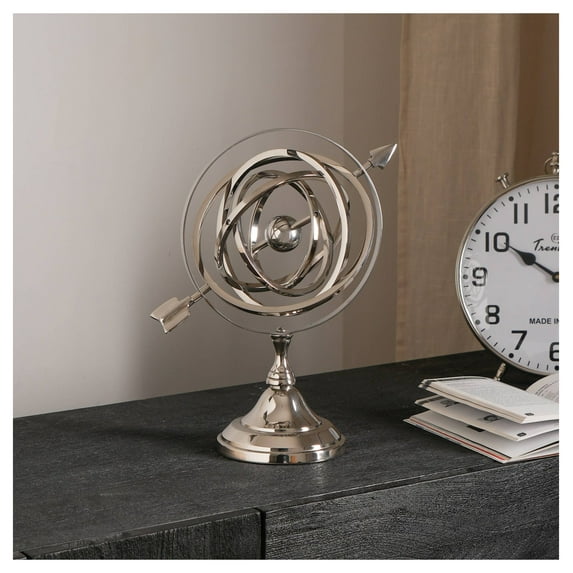 Decorative Aluminum Silver Color Armillary - object Silver + Aluminum
