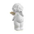thumbnail image 1 of Decorative Angel Figurine with Golden Heart, Handcrafted Resin Cherub Statue for Home, Office, Shelf, and Gift Décor, 1 of 3