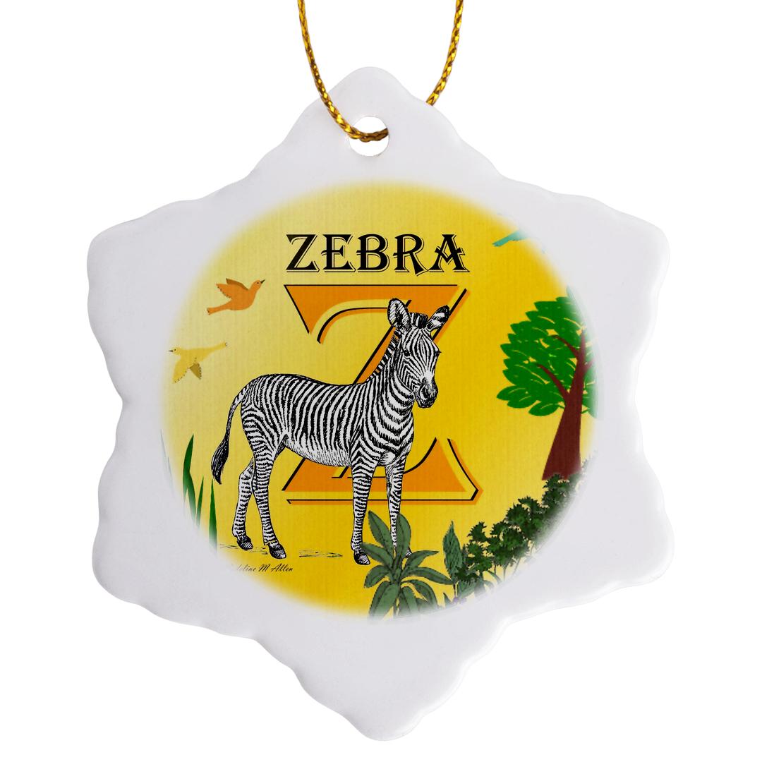 Zebra Snowflake Decorative Animal Alphabet Art For Children - Z Is For A Black And ...