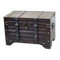 Decorative Antique Style Wooden Storage Trunk with Faux Leather Straps