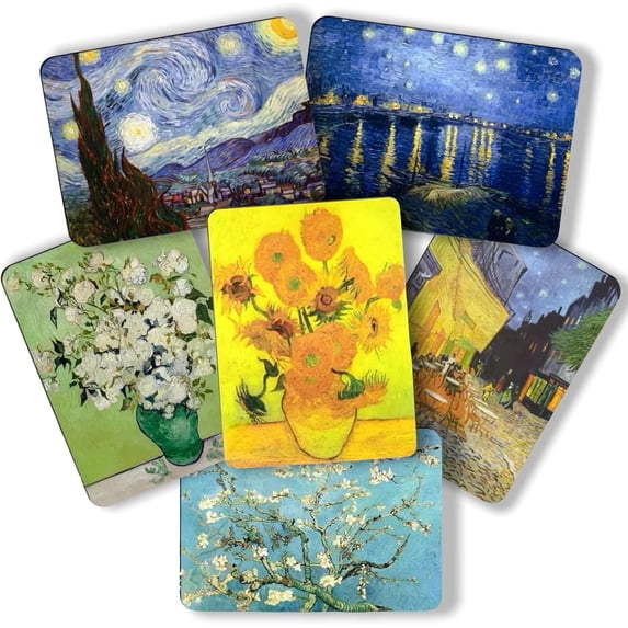 Decorative Art Strong Magnets for Refrigerator Office Kitchen Whiteboard Locker, Gifts for Art Lovers (Vangogh) (6, Large)