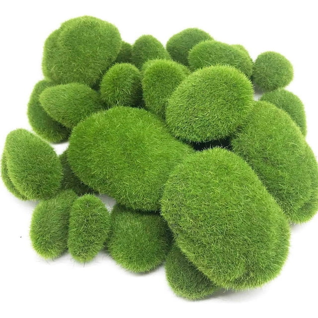 Decorative Artificial Moss Rocks & Green Moss Balls for Garden, Flower