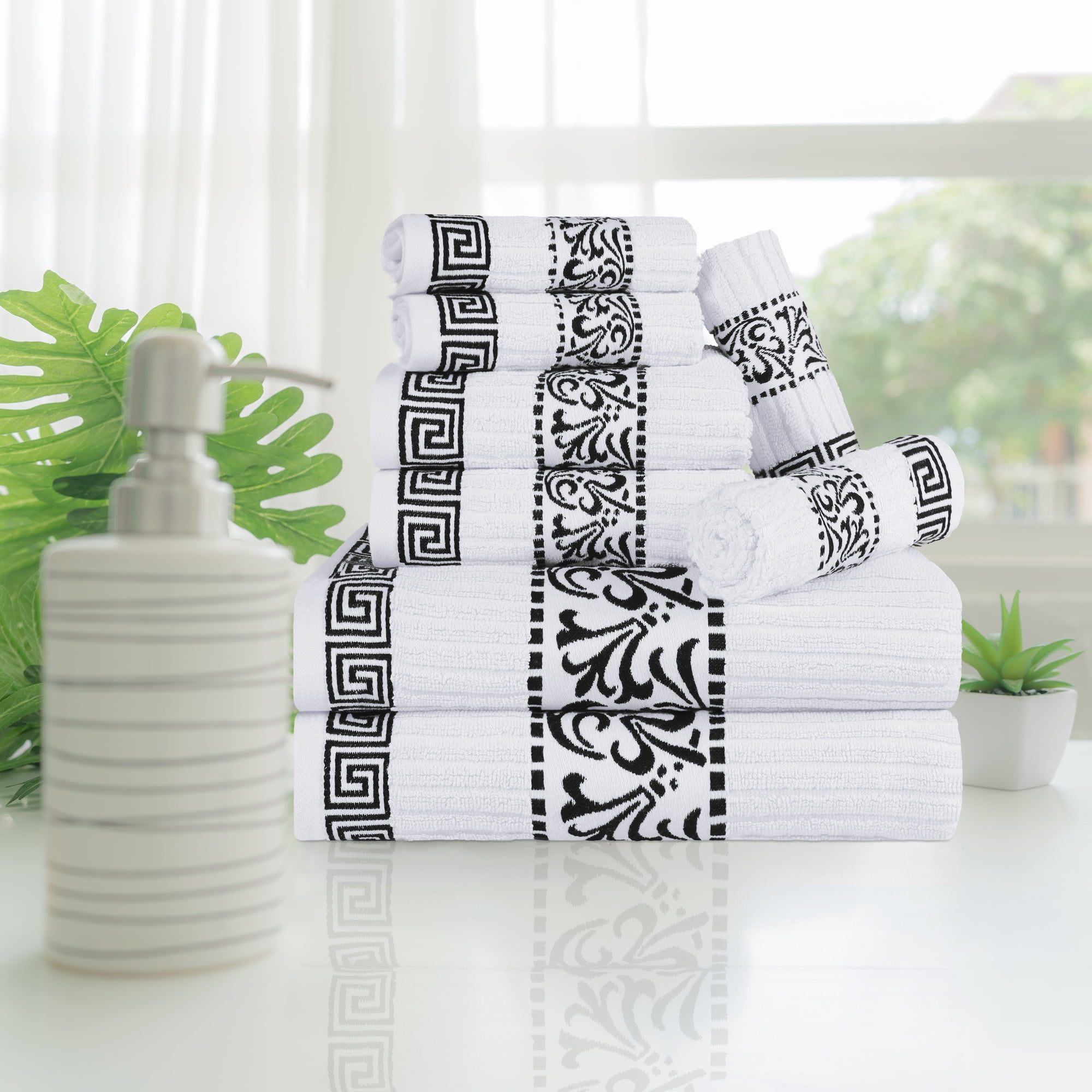 Decorative Assorted 8-Piece Cotton Luxury Bath Towel Set for Bathroom