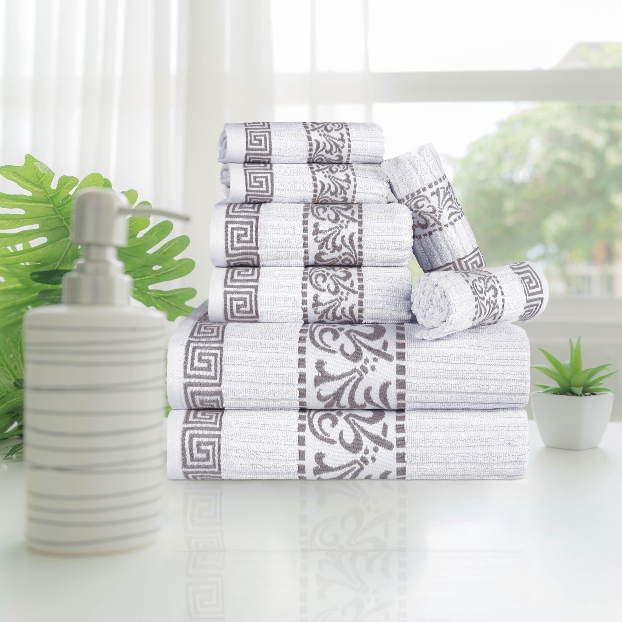 Decorative Assorted 8-Piece Cotton Luxury Bath Towel Set for Bathroom