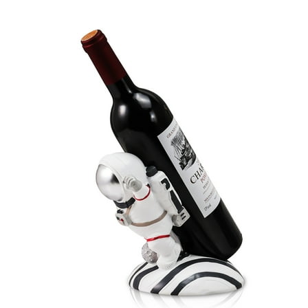 Decorative Astronaut Wine Bottle Holder, White Resin Spaceman Design, Novelty Home Decor