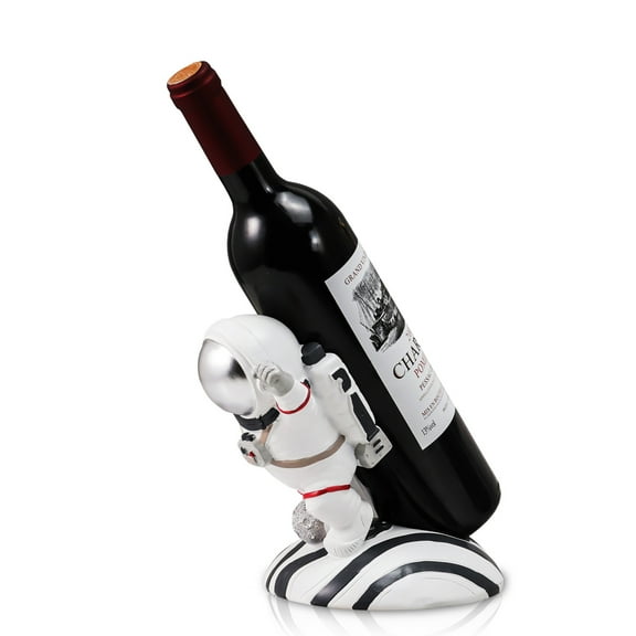Decorative Astronaut Wine Bottle Holder, White Resin Spaceman Design, Novelty Home Decor