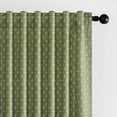 Decorative Back Tab Linen Curtains with Geometric Pattern for Living