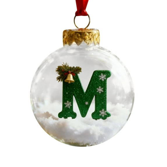 Green Christmas Ornament Balls,26 Letter Ornaments Christmas Tree Decorations,2D Letter Ornament Balls,A-Z Letter Decorations,Holiday Family Indoor Decor Gift for Friends JASKFLY
