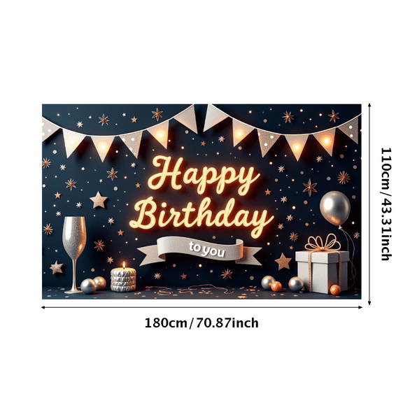 Decorative Balloon Banner Birthday Party Backdrop Stars and Balloons Happy Birthday to you for Birthday Party Indoor Decoration Celebration
