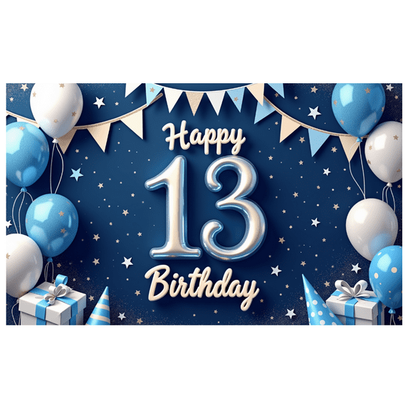 Decorative Balloons Happy Birthday Banner Blue Color Gift Decoration 13 Celebration for Birthday Party Event Decoration Kids Celebration