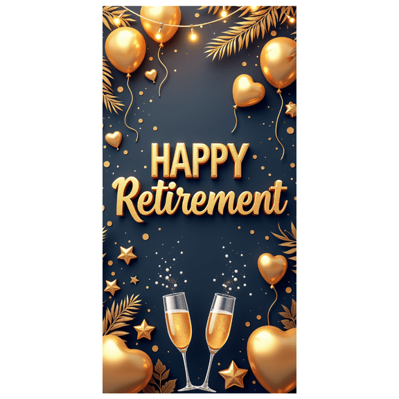 Decorative Balloons Happy Retirement Banner Glitter Stars Confetti Design Celebration Banner for Retirement Party Event Decor Indoor Celebration