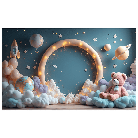 Decorative Balloons Space Theme Moon Stars Banner for Kids Party Baby Shower Celebration