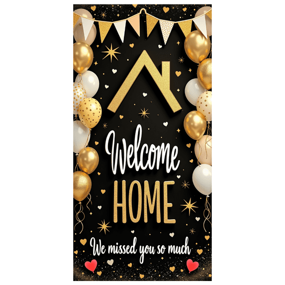 Decorative Balloons Welcome Banner Homecoming Party Bunting Welcome Home for Family Reunion Indoor Decoration Party Celebration