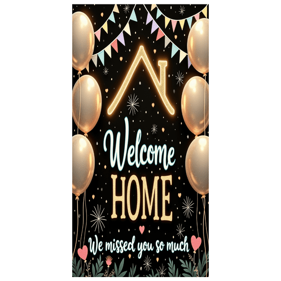 Decorative Balloons Welcome Banner Homecoming Party Bunting Welcome Home for Family Reunion Indoor Decoration Party Celebration