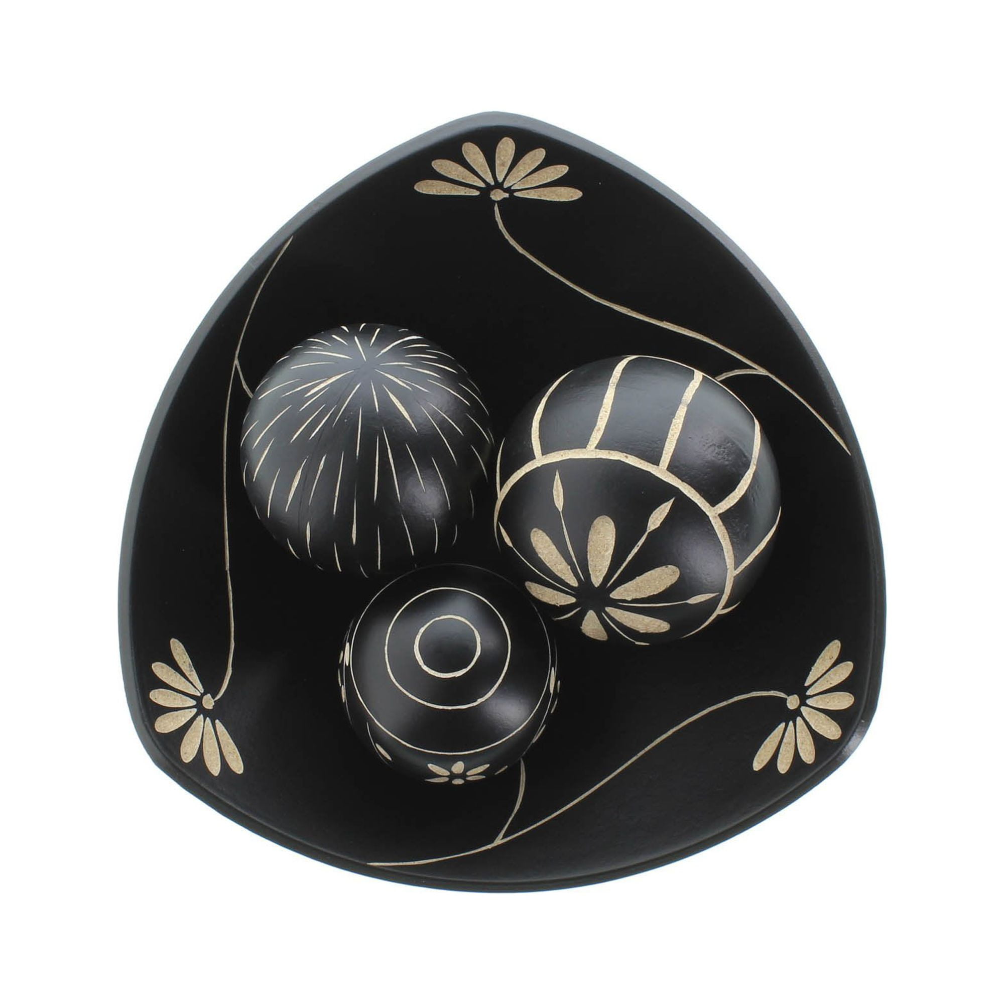 Decorative Balls Bowl, 3 Decorator Balls For Bowls Black Decor Bowl