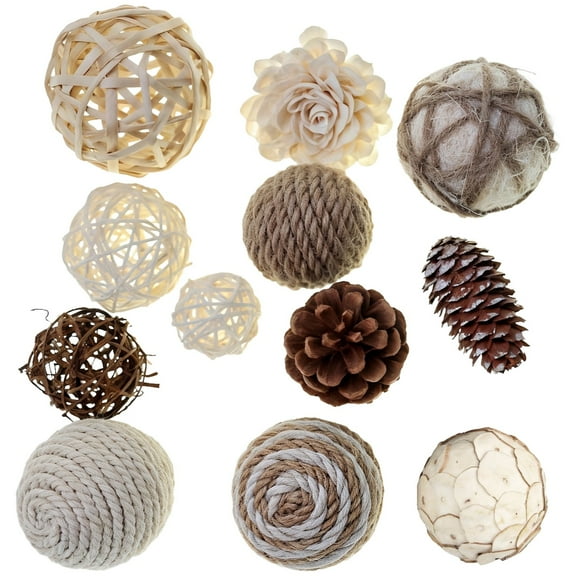 Decorative Balls for Centerpiece Bowls, 12-Piece Set Fall Bowl Filler Decor, Natural Dried Fruit Crafts, Includes Kraft Bag, Ideal Bowl Fillers for Home Decor Fall