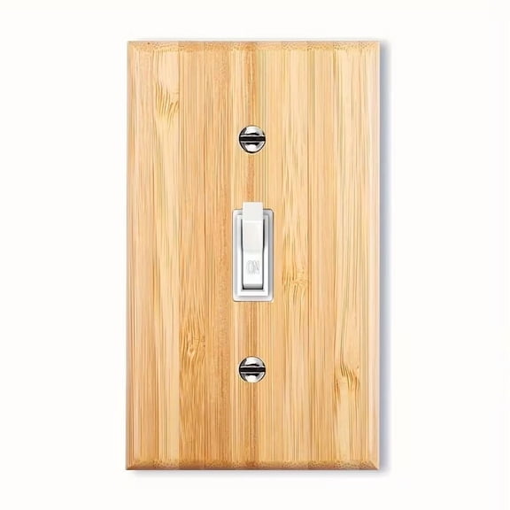 Decorative Bamboo Wooden Light Switch Cover - Solid Wood Single Toggle Wall Plate for Home Decor