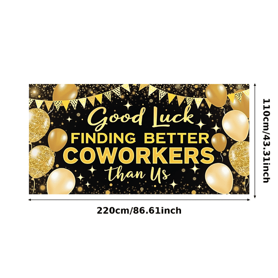 Decorative Banner Farewell Celebration Festive Design Golden Theme Office Party Backdrop for Coworker Farewell Indoor Event Workplace Gathering