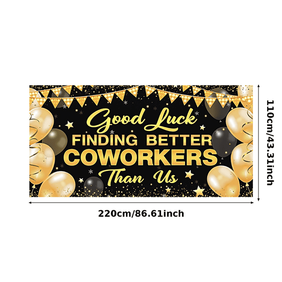 Decorative Banner Farewell Celebration Festive Design Golden Theme Office Party Backdrop for Coworker Farewell Indoor Event Workplace Gathering