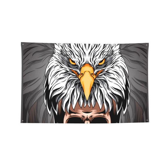 Decorative Banner Flag 2x3 Ft Wall Hanging for Dorm, Gym, Garage, Outdoor Events, Eagle With Skull