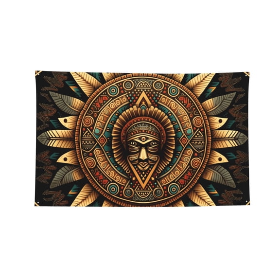Decorative Banner Flag 2x3 Ft Wall Hanging for Dorm, Gym, Garage, Outdoor Events, Tribal Indian Aztec Native Southwest