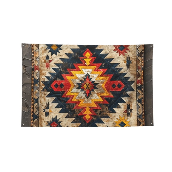 Decorative Banner Flag 2x3 Ft Wall Hanging for Dorm, Gym, Garage, Outdoor Events, Vintage Ethnic Aztec Native Southwest American