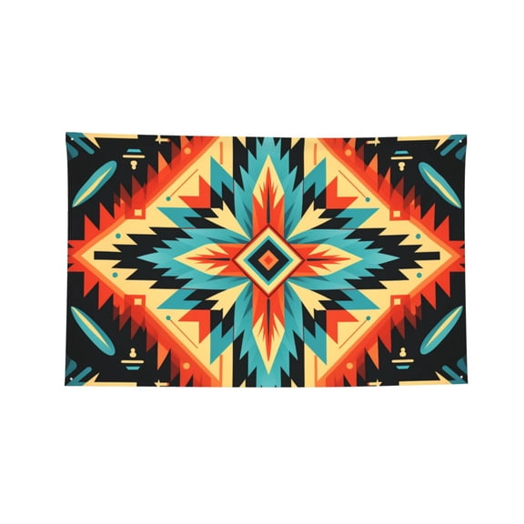 Decorative Banner Flag 3x5 Ft Wall Hanging for Dorm, Gym, Garage, Outdoor Events, Aztec Baja Southwest Native Western Art