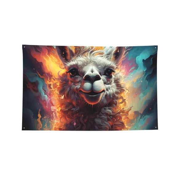 Decorative Banner Flag 3x5 Ft Wall Hanging for Dorm, Gym, Garage, Outdoor Events, Llama Smoke Weed Funny