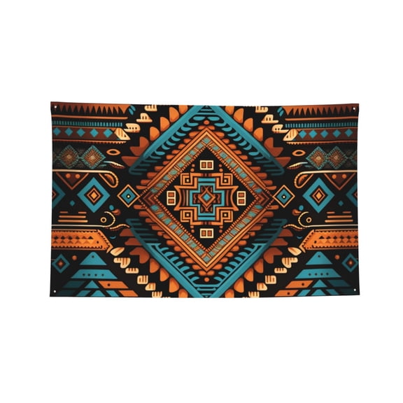 Decorative Banner Flag 3x5 Ft Wall Hanging for Dorm, Gym, Garage, Outdoor Events, Native Southwest Tribal Indian Aztec