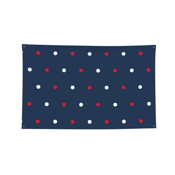 Decorative Banner Flag 3x5 Ft Wall Hanging for Dorm, Gym, Garage, Outdoor Events, Red And White Polka Dots Blue