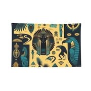 Decorative Banner Flag 3x5 Ft Wall Hanging for Dorm, Gym, Garage, Outdoor Events, Retro Egyptian Symbols Hieroglyphs Mascots